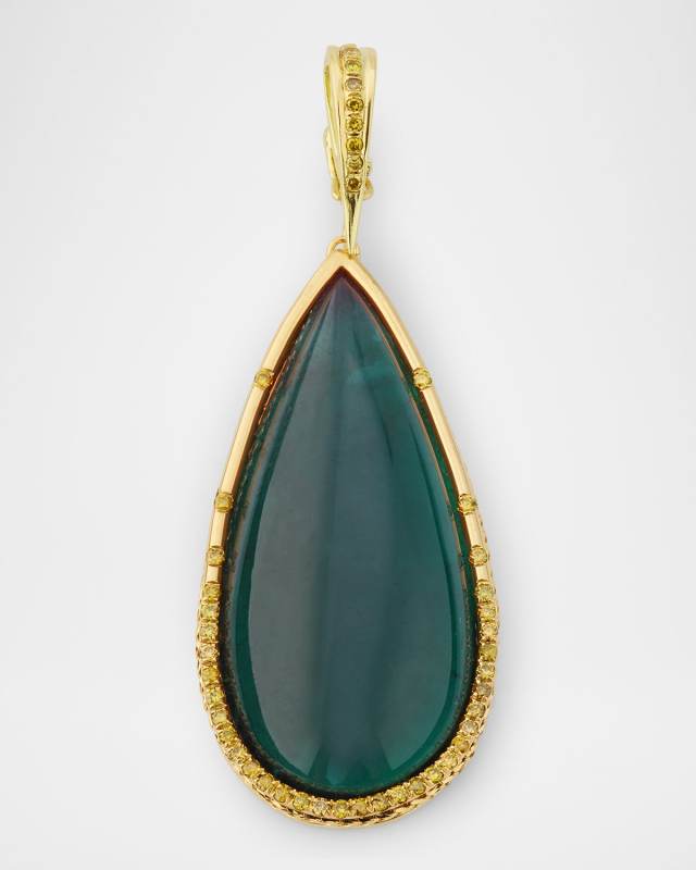 18K Gold Tourmaline and Yellow Diamond Drop Pendant